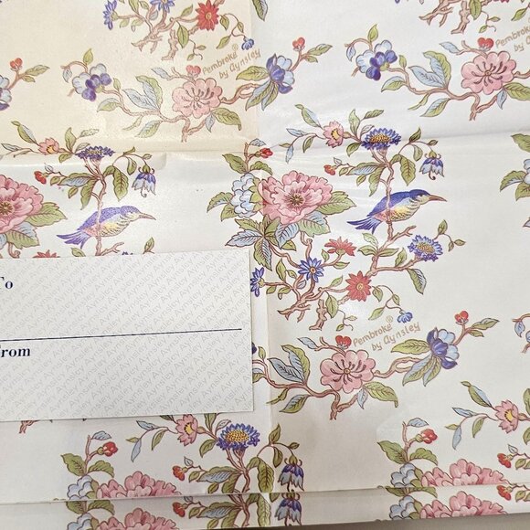 6 Ansley Pembroke Coaster set 4" England floral bird cork backed home bar vtg - Picture 3 of 9